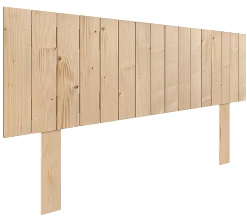 DHOME Cabecero de Madera Natural de Pino con Patas Estilo Palet Vertical Cama Palets Herrajes incluidos (135x115cm)