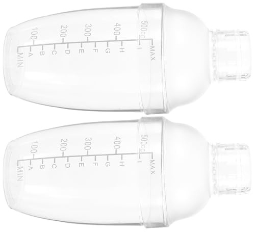 Sosoport 2 Piezas Coctelera de Plástico con Escala Graduada de 500ml, Fácil de Manejar para Todas las Ocasiones y Té con Leche