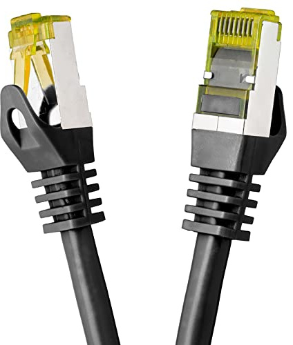 BIGtec LAN Kabel 30m Netzwerkkabel CAT7 Ethernet Internet Patchkabel CAT.7 schwarz Gigabit doppelt geschirmt Netzwerke Modem Router Switch 2 x Stecker RJ45 kompatibel zu CAT.5 CAT.6 CAT.6a CAT.8