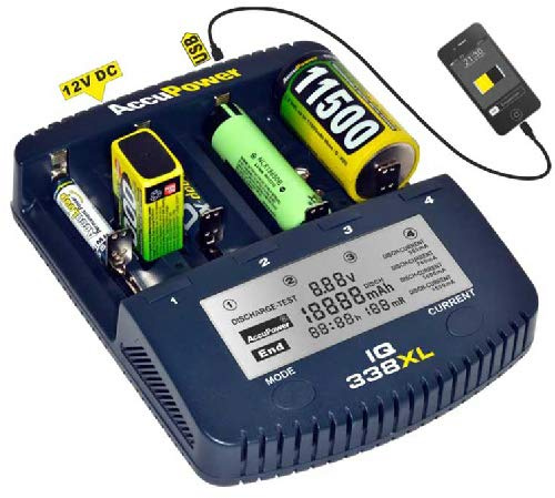 AccuPower Universal IQ338XL Ladegerät LiIon NiCd NiMH Akkus