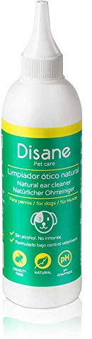 DISANE Limpiador Ótico Perros Natural | 125 ml | Limpia Oídos en Profundidad | Cuidado Suave y Eficaz contra Suciedad, Ácaros, Cera y Secreciones | Sin Químicos Tóxicos ni Alcohol