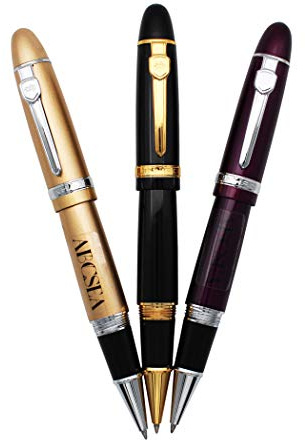 Abcsea 3PCS Jinhao Heavy Big Rollerball 159 ， Medium Point - Gold, Schwarz und Lila