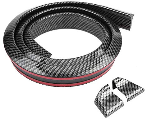 Akozon 1,6 mt/5,2 Zoll Universal Heckspoiler, Auto Rear Spoiler Tape Carbon Tail Decoration kohlefaser Weichgummi Auto Hinten Dach Stamm Spoiler Flügel Lippe Aufkleber Schützen(3.5cm)