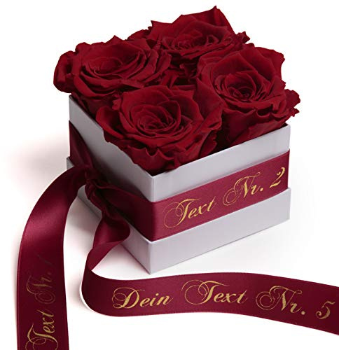 ROSEMARIE SCHULZ Heidelberg Persönliche Rosenbox mit Wunstext und Infinity Rosen langlebige Blumen zum Valentinstag EIN Liebesbekenntnis für Frauen (Spezialtext, Burgundy)