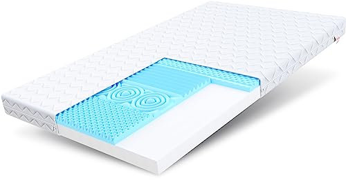 FDM Leon Schaumstoffmatratze 80x160 cm Kindermatratze Komfortschaum Baby Matratze 10 cm Höhe Härtegrad H3 Bezug Waschbar Öko-Tex Allergikergeeignet