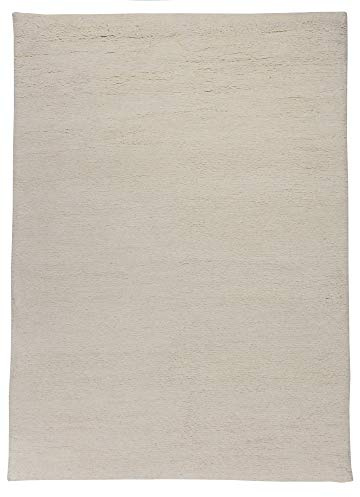 Original Berber Teppich aus 100% nachhaltiger Schurwolle; handgeknüpft, weich und robust aus Marokko | 40 x 60 cm; Farbe: Weiß | Florrfäden: ca. 102400 | THEKO die markenteppiche - Taza Royal