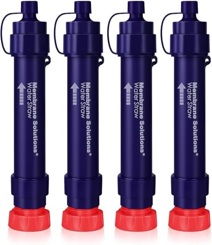 Membrane Solutions Filtro dell'Acqua Staccabile WS02, Precisione del Filtro 0,1 Micron, Sistema di Filtraggio Portatile per Campeggio, Emergenze, Sopravvivenza, 4 Pack