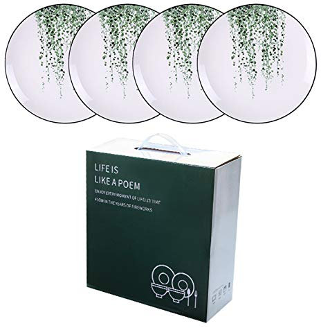 rismart Set di 4 pezzi Ceramica Piatti da Tavola 20.3 cm Rotondo Porcellana Piattini Stoviglie per Dolce Insalata Frutta Pasto Aperitivo, Amaranthus