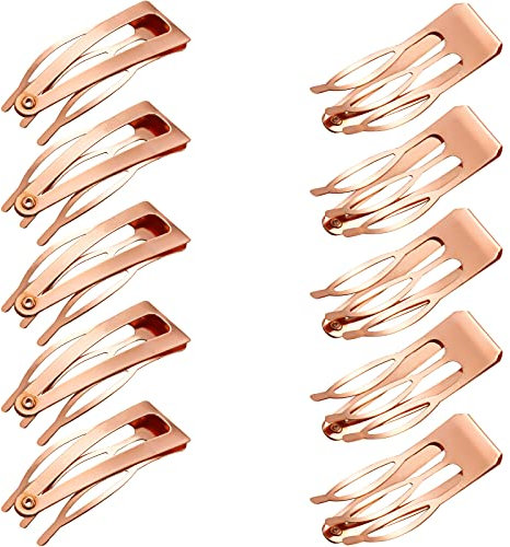24 Piezas Clips de Pelo de Doble Agarre Pinzas de Pelo de Metal a Presión Pasadores de Pelo para Peluquería, Suministros de Salón (Oro Rosa)
