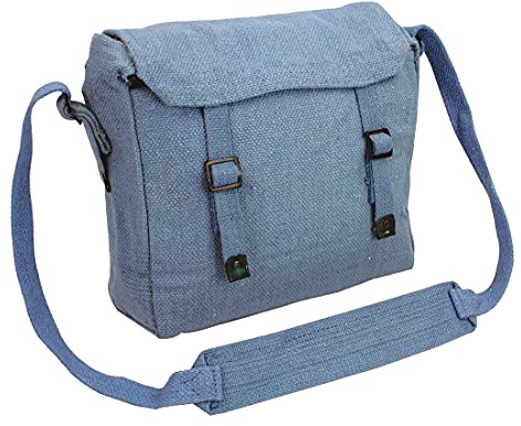 Outdoor World Canvas Web Messenger Lunchtasche 1 verstellbarer Riemen – Unisex Vintage-Schulranzen im Militärstil für Arbeit, Schule, Reisen – Schulter-Crossbody-Rucksack (Blaue RAF)