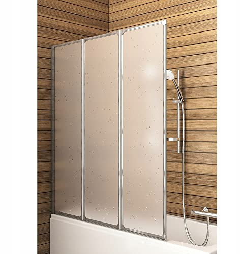 VBChome Faltwand 120 x 140 cm Alufarben Duschabtrennung Faltwand für Badewanne Duschwand Badewannenaufsatz Badewannenfaltwand 3-teilig ohne Antikalk-Versiegelung