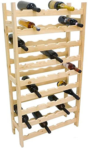 BAKAJI Cantinetta Porta Bottiglie Vino 54 Posti in Legno Naturale Portabottiglie Cantina Casa Bar Ristorante Dimensioni 62 x 25 x 120 cm Design Rustico (Beige)