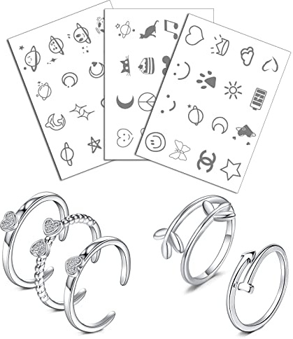JFORYOU Ankelarmband och tåringsset för kvinnor, tåringar, justerbara öppna ankelarmband, tåringar, smycken, metall