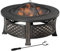 Outsunny Feuerschale mit Schürhaken Funkenschutz Feuerkorb Feuertisch rund Feuerstelle für Garten Camping BBQ Stahl Schwarz 81 x 81 x 50 cm