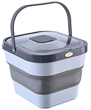 CANDeal Contenedores De Almacenamiento De Alimentos De Arroz Y Cereales, Contenedor Dispensador Plegable De 10 KG con Tapa De Empuje Y Apertura (Gris)