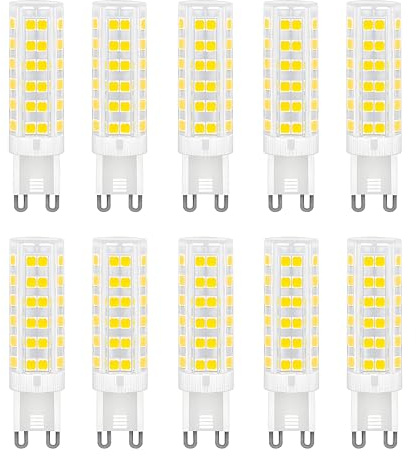 Jiotouhu LED-Leuchtmittel G9, 7 W G9 LED Lampen (entspricht 65 W Halogenlampen), Kaltweiß, 6000 K, kein Flimmern, 360 Grad Winkel, AC 220 – 240 V, 10 Stück
