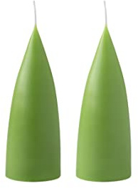 Kunstindustrien® Stumpenkerzen, Hergestellt in Dänemark, 43 Farben verfügbar, Kegel Kerze, Durchgefärbte Stumpenkerze lange Brenndauer von 15 Stunden, Kerzen Deko, 2 Stück, 6,5 x 16cm (Hellgrün)