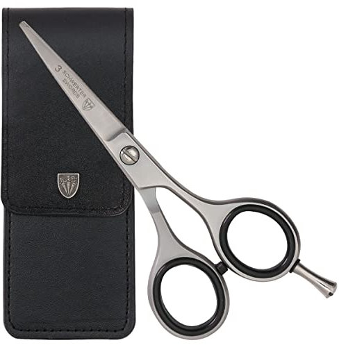 3 Swords Germany – Professional Beard Hair Scissors, Stainless Steel, Straight Blade, Sharp, with case