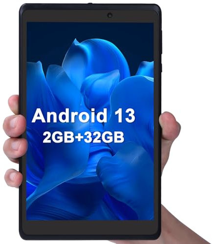 C idea Tablet da 8 pollici con protezione schermo a luce blu/Android 13/2 GB Ram 32 GB Rom (TF 1TB)/ Doppia fotocamera 2 MP+5 MP/Tablet batteria con slot per scheda TF/Doppio WiFi/Tipo C-Nero