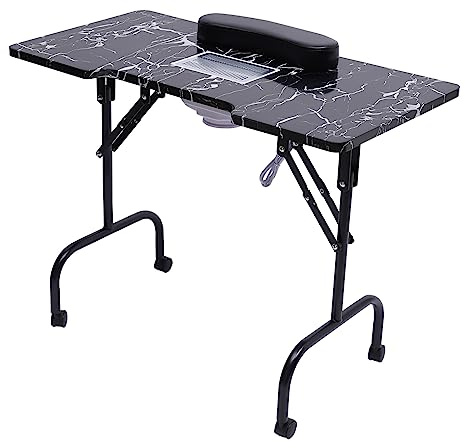 Professionnelle Table de Manucure Pliante pour Onglerie Avec Aspirateur, Bureau de Manucure Portable pour Techniciens avec Fonction Pliante Table à Ongles Portable avec Collecteur de Poussière Bureau