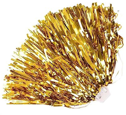 6 Stück 25g Gold Cheerleading Pom Poms,Cheerleader-Blumenball,Cheer Sport Pompons Poms Hand Flower Bands Spirit Cheering Pom,für Sportveranstaltungen, Partys, Festivals, Spiele, Bühnenauftritte,