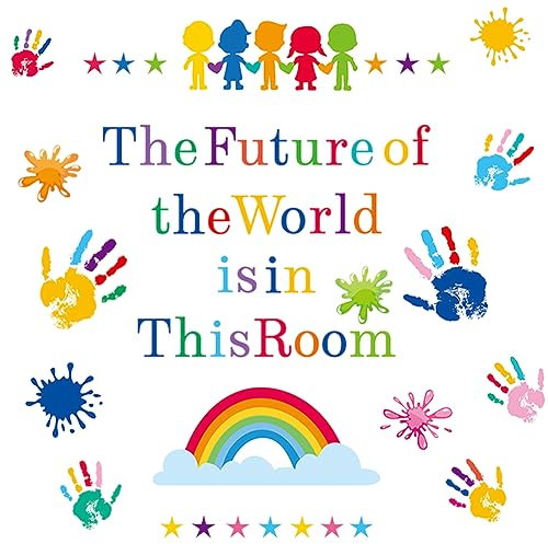 CRASPIRE 7 Sheets Inspirational Quotes Wall Decal Stickers PVC Waterproof Self Adhesive Classroom Handprint Wall Decals Removable Rectangle for Window Decor DIY Playroom Bedroom Wall Art Decor