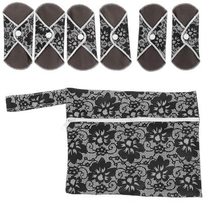 ULTECHNOVO 6 Pcs Aunt Towel Set Reusable Womens Briefs Panty Liners Period Menstrual Pads Sanitary Pads Cloth Menstrual Pad Bamboo Charcoal Small The Outer Layer is Printed Waterproof Fabric