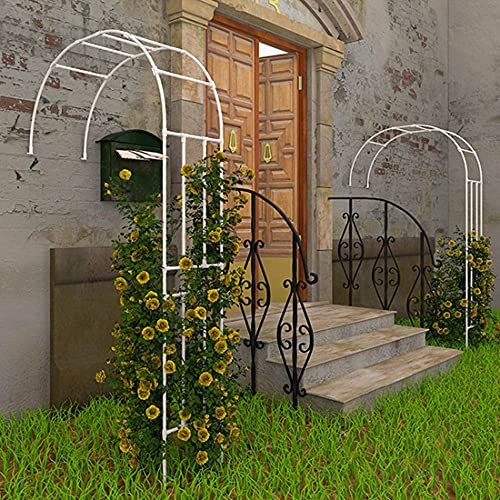Generisch GartenbogenGartenbogen Spalier, Halbbogen Rosenbogen, Rosenbögen aus Metall in Rostoptik, Rosensäule Pergola Rosenstütze Spalier (Weiß), 2,6x2,4m (102x94in)