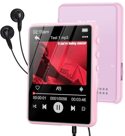 64GB MP3 Player with Bluetooth5.3, 2.4-Inch HD Full Touch Screen, Portable Digital Music Player with Speaker, FM Radio Recorder Supports Shuffle Single Loop, Mini Hi-Fi Sound Music Player