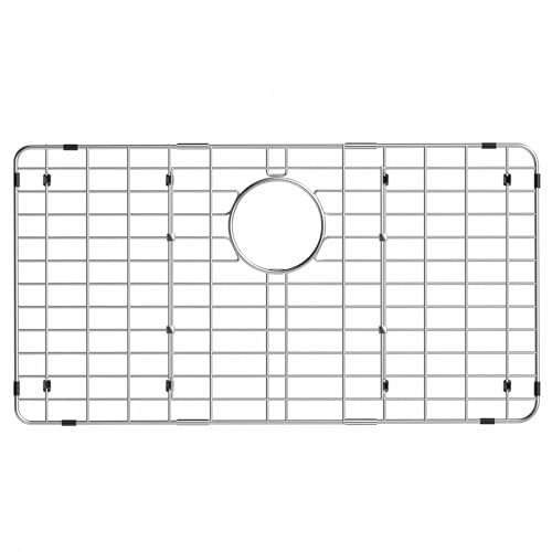 ARCCI Stainless Steel Sink Grate Protector for Bottom of Kitchen Sink, 27.5 x 14.6 Metal Kitchen Sink Grid with Rear Drain, Curve Corner Sink Rack with Sink Strainer for Single Sink Bowl