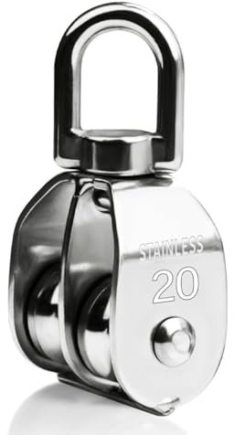 MiJunHD M20 Doppelter Umlenkrolle Flaschenzug, Edelstahl Seilrolle Riemenscheibe Schwenkrolle Hochbelastbare Drahtseilrolle - Maximale Belastung 75KG (1 Stück)