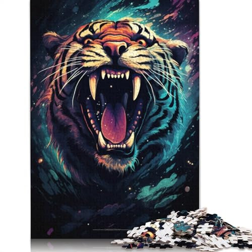Puzzle für Erwachsene, Art Angry Tiger, 1000-teiliges Puzzle aus Karton für Erwachsene und Kinder ab 12 Jahren, tolles Geschenk für Erwachsene und Kinder, 38 x 26 cm