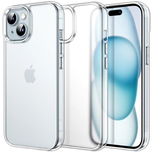 JETech Matte Hülle für iPhone 15, Translucent | Kratzfest, Anti-Fingerabdruck, Matte Rückseite, Stoßfeste Handyhülle