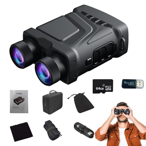 Prismáticos de visión nocturna 4K, prismáticos de visión de alta resolución ajustables de 5 engranajes, gafas de alta claridad con pantalla grande de 3 pulgadas para seguridad y observación de vida