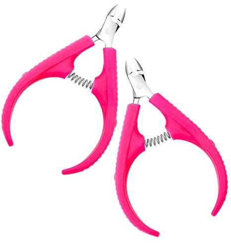 Tagliacuticole Professionale in Acciaio Inox, 2 Pezzi | Impugnatura in Plastica, Rifinitura Bordo Unghia e Pellicine, Set Doppio per Manicure