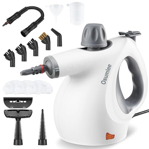 Osumlee Pressurized Handheld Steam Cleaner with 14 pcs Accessories 15.2OZ Multi-Purpose Portable Steamer for Cleaning, Multi-Surface Steamer for Home, Floor, Grout