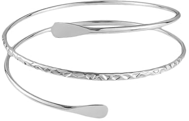 HAICN Bracciale per la parte superiore del braccio, multistrato, in argento, regolabile, stile minimalista, stile punk, gioielli in metallo per donne e ragazze