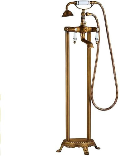 chrtyum grifos de bañera Grifo de bañera Antiguo de pie, Cascada, con Ducha de Mano, de latón, Mezclador de Suelo.(D)