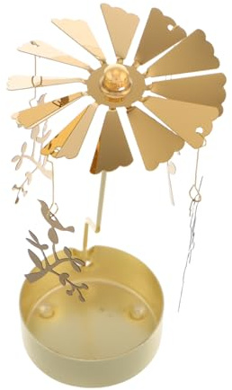PRETYZOOM Rotary Metal Windmill Candle Holder Tea Light Carousel for Christmas Home Table Centerpieces Decoration Unique Romantic Design for Indoor Decor