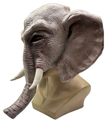 jokeshop Elefant Halbmaske Latex Realistische Tierkopfmaske für Halloween Kostüm Verkleidung Party Karneval Cosplay