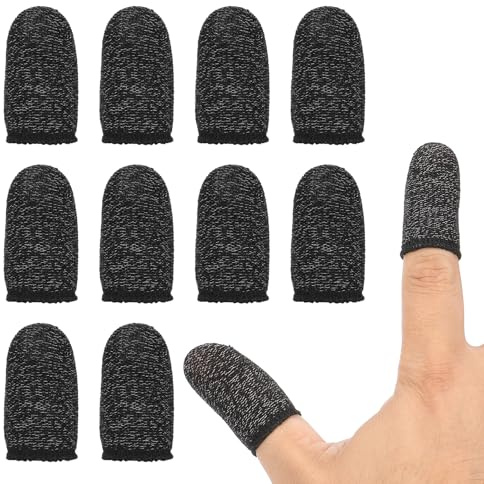 PATIKIL 48 Stück Gaming Finger Sleeve Controller Finger Thumb Sleeve Mobile Fingersleeves Gaming Fiber Tip Gloves Anti-Sweat Breathable für Phone Gaming Touchscreen Devices Schwarz
