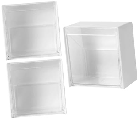 Contenitore da Bagno da Parete Coperchio 3 Pezzi Bianco Hips | Dischetti Cosmetici e Piccoli Articoli, Montaggio a Muro, Design Semplice e Ordinato