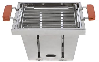 Folpus Barbecue de Camping Pliable de Bois, Compact, Robuste et léger, pour la pêche, Les et la Maison, Argent