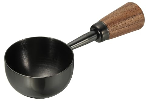 QUARKZMAN Cuchara Medidora De Café 30 Ml Cuchara De Acero Inoxidable Negro | 1.4 X 0.7, Mango Corto De Madera, Para Café Molido O Té En Hojas