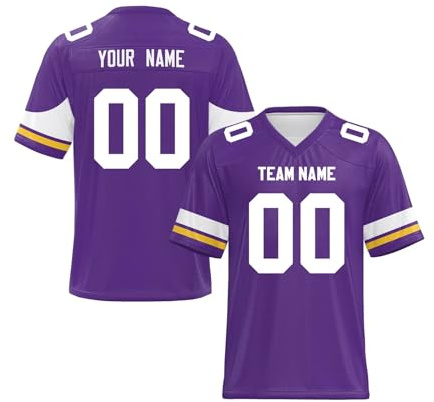 Generisch Trikot Personalisiert, American Football Spieltrikots Mit Name Nummer Personalisierte T-Shirt Für Kinder Erwachsene Junge Mädchen Herren Damen Fußball T Shirt Football Jersey (4)