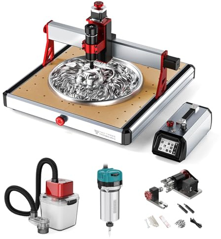 Twotrees TTC450 Ultra 500W Fraiseuse CNC 800W Broche de fraisage M1 Aspiration de Poussière Arbre Tournant CNC avec Contrôleur Tactile 3,5 Pouces Machine de Gravure CNC pour Métal, Aluminium, Bois