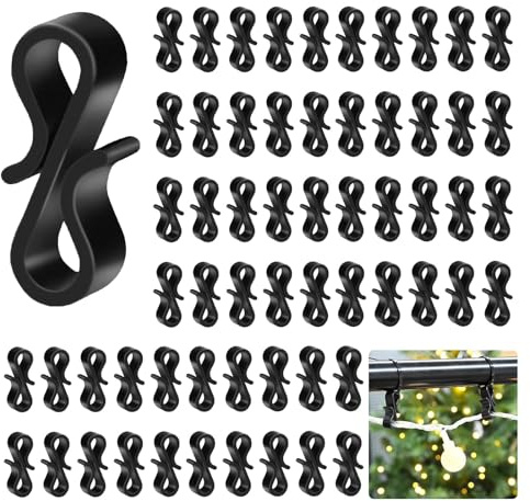 Wvbzf 60 PCS Gutter Hooks for Outdoor Lights, Durable Gutter Clips for Outdoor Lights, Icicle & String Lights, Versatile Gutter Clips and Gutter Hooks for Christmas, Halloween, Garden & Party Decor
