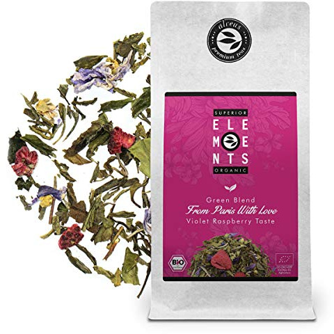 From Paris With Love Grüner Tee Lose mit Himbeer-Veilchen Geschmack, Aromatisierte Teemischung (ca. 40 Tassen) 100 Gramm Tüte von Alveus Premium Teas