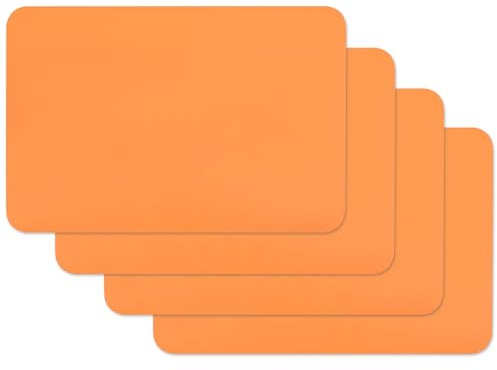Venilia Set de Table Uni Orange 4 Pièces 45 x 30 cm, Rectangulaire, Plastique Alimentaire, Surface Lisse Facile à Nettoyer, Protection Table, 59040
