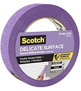 ScotchBlue Delicate Surface Advanced Masking Tape, 24 mm x 41 m, Super-sharp Paint Lines, For Delicate Painting and Decorating Indoor, Painters Tape For Wallpaper and Furniture
